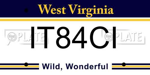 IT84CI West Virginia License Plate