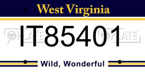 IT85401 West Virginia License Plate
