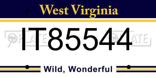 IT85544 West Virginia License Plate
