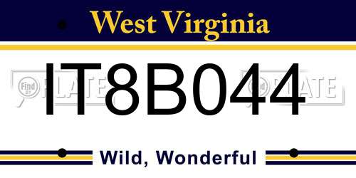 IT8B044 West Virginia License Plate