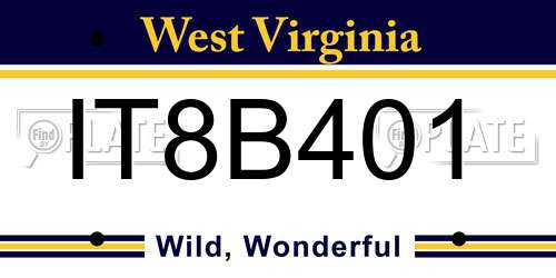 IT8B401 West Virginia License Plate