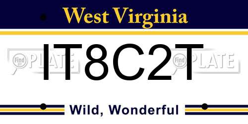 IT8C2T West Virginia License Plate