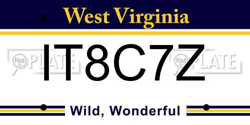 IT8C7Z West Virginia License Plate