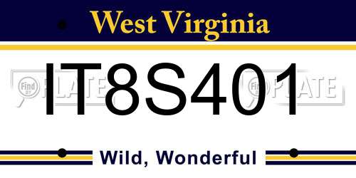 IT8S401 West Virginia License Plate