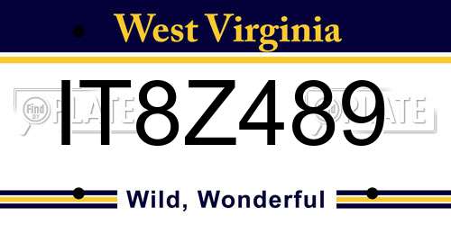 IT8Z489 West Virginia License Plate