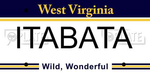 ITABATA West Virginia License Plate