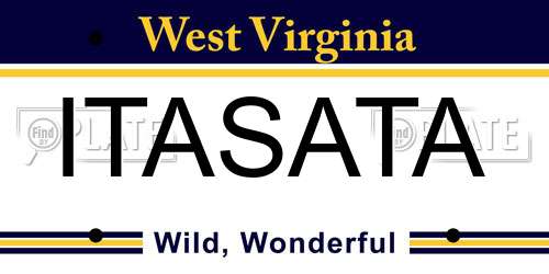 ITASATA West Virginia License Plate
