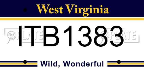 ITB1383 West Virginia License Plate