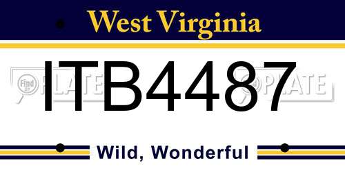 ITB4487 West Virginia License Plate