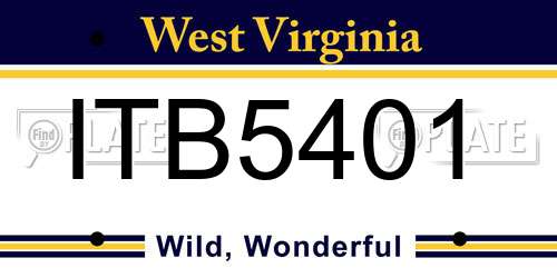 ITB5401 West Virginia License Plate