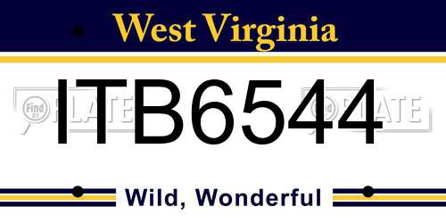 ITB6544 West Virginia License Plate