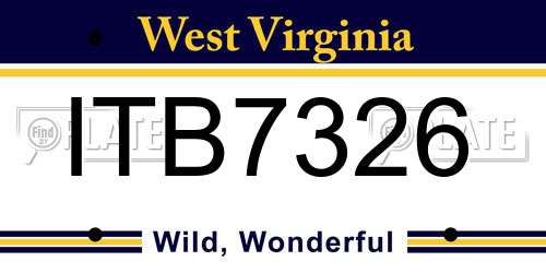 ITB7326 West Virginia License Plate