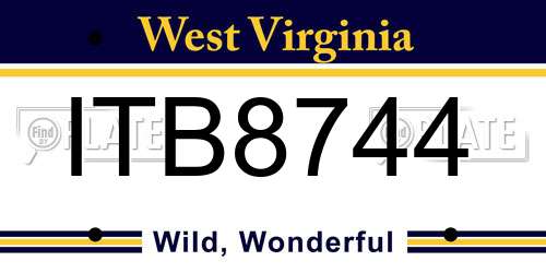 ITB8744 West Virginia License Plate