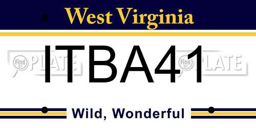 ITBA41 West Virginia License Plate