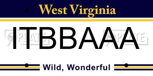 ITBBAAA West Virginia License Plate