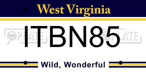 ITBN85 West Virginia License Plate