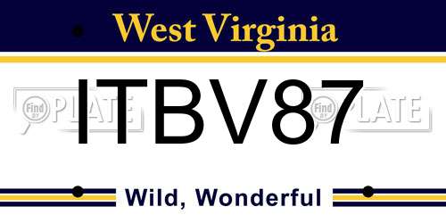 ITBV87 West Virginia License Plate