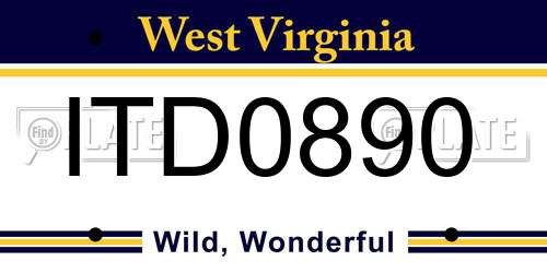 ITD0890 West Virginia License Plate