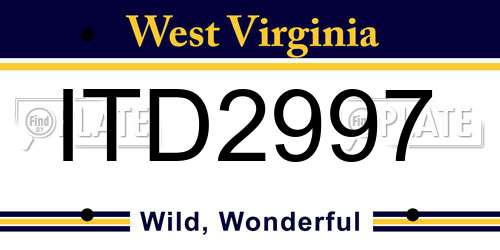 ITD2997 West Virginia License Plate