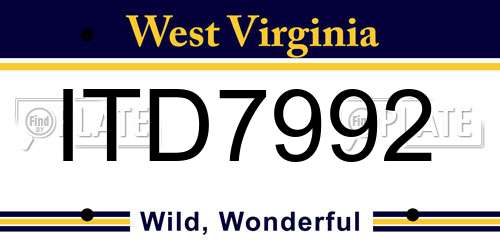 ITD7992 West Virginia License Plate