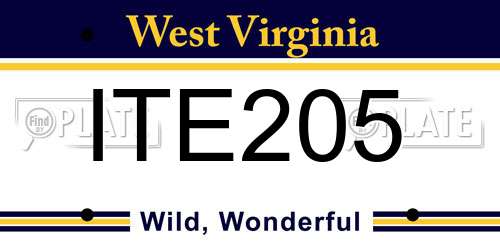 ITE205 West Virginia License Plate