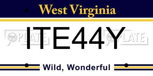 ITE44Y West Virginia License Plate