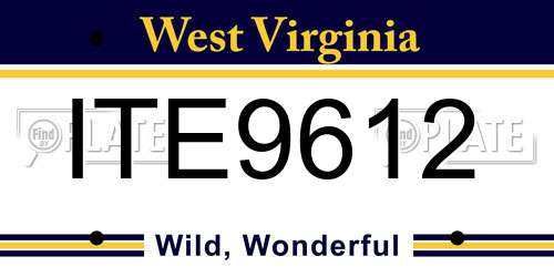 ITE9612 West Virginia License Plate