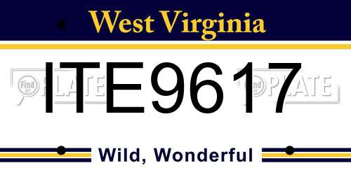 ITE9617 West Virginia License Plate
