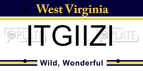ITGIIZI West Virginia License Plate