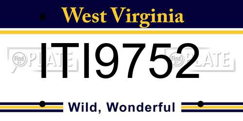 ITI9752 West Virginia License Plate