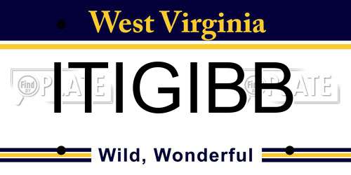 ITIGIBB West Virginia License Plate