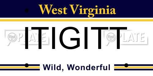 ITIGITT West Virginia License Plate