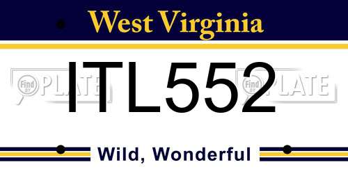 ITL552 West Virginia License Plate