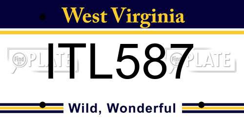 ITL587 West Virginia License Plate