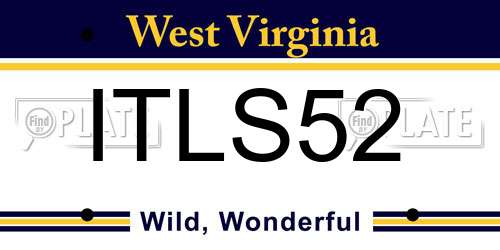 ITLS52 West Virginia License Plate