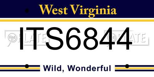 ITS6844 West Virginia License Plate