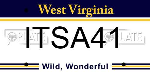 ITSA41 West Virginia License Plate