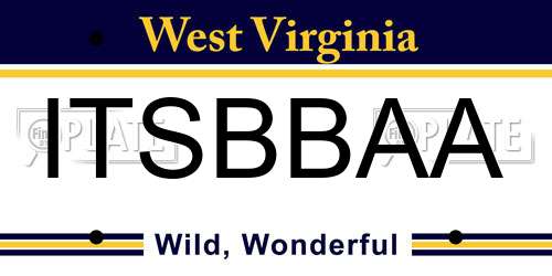 ITSBBAA West Virginia License Plate