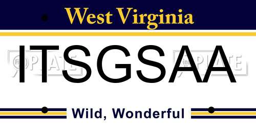 ITSGSAA West Virginia License Plate