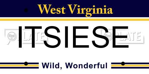 ITSIESE West Virginia License Plate