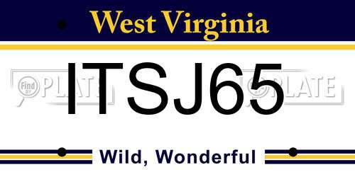 ITSJ65 West Virginia License Plate