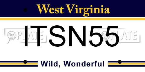 ITSN55 West Virginia License Plate