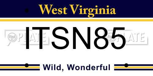 ITSN85 West Virginia License Plate