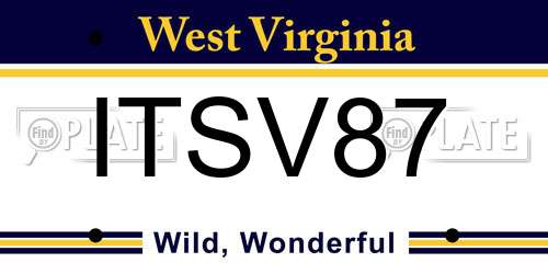 ITSV87 West Virginia License Plate
