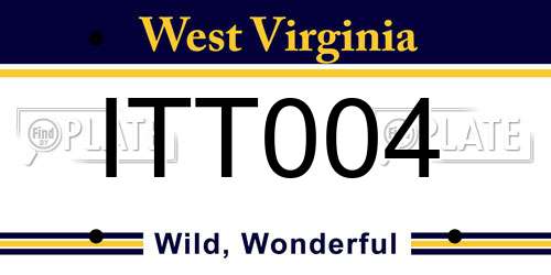 ITT004 West Virginia License Plate