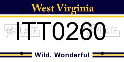 ITT0260 West Virginia License Plate