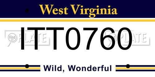 ITT0760 West Virginia License Plate