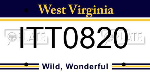 ITT0820 West Virginia License Plate