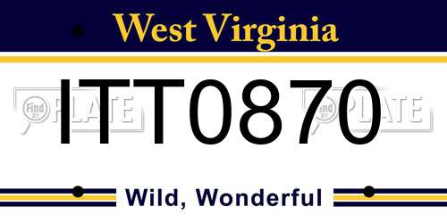 ITT0870 West Virginia License Plate