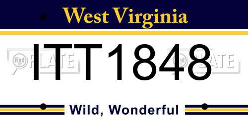 ITT1848 West Virginia License Plate